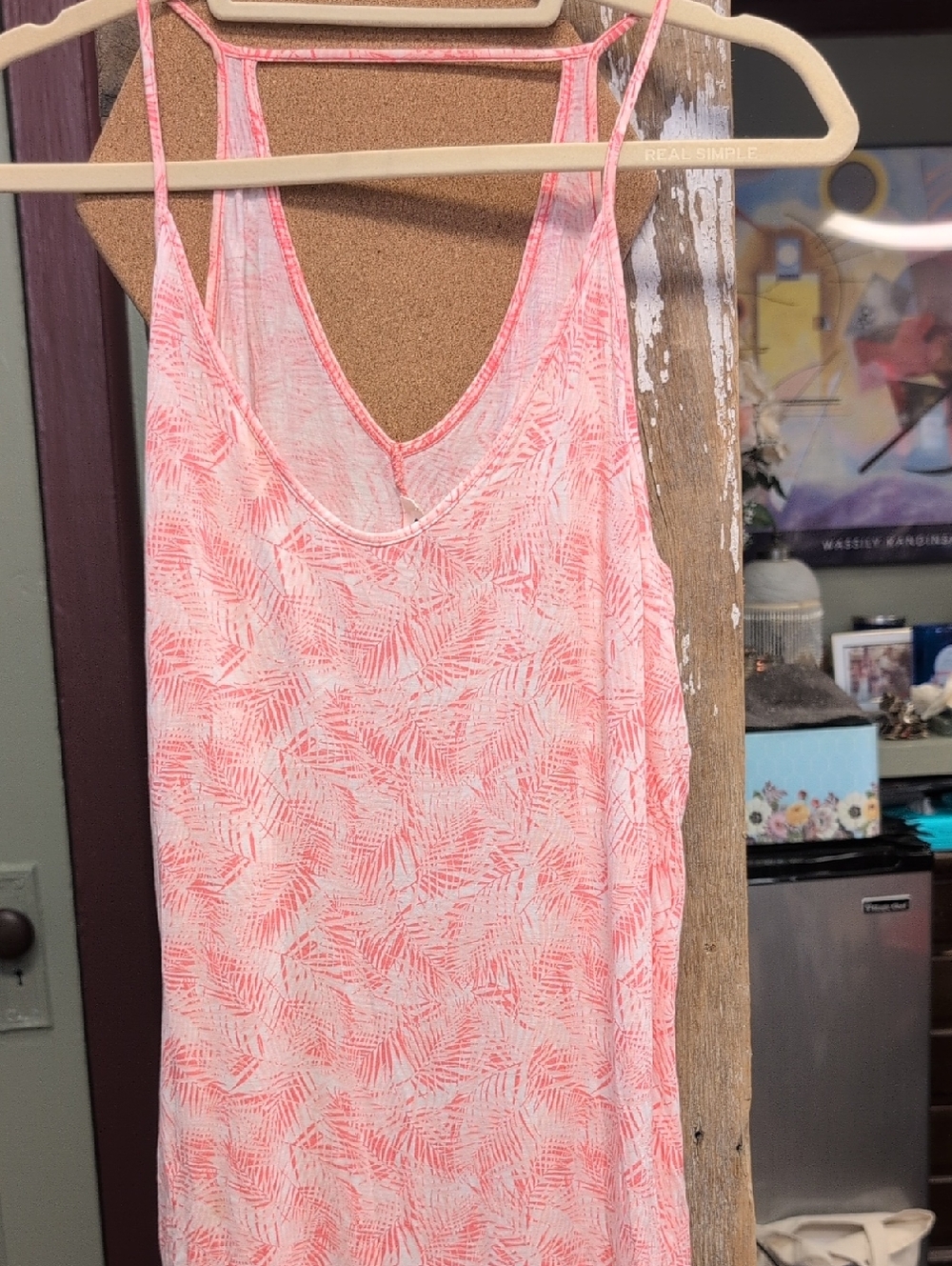 Old Navy Pink Coral Leaf-Print Tank Top